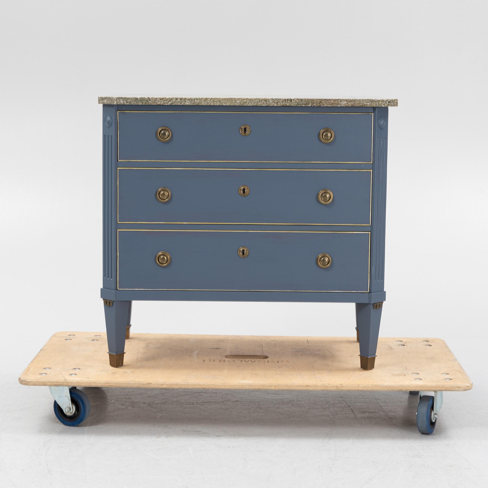 A Gustavian style chest of drawers, mid 20th Century.