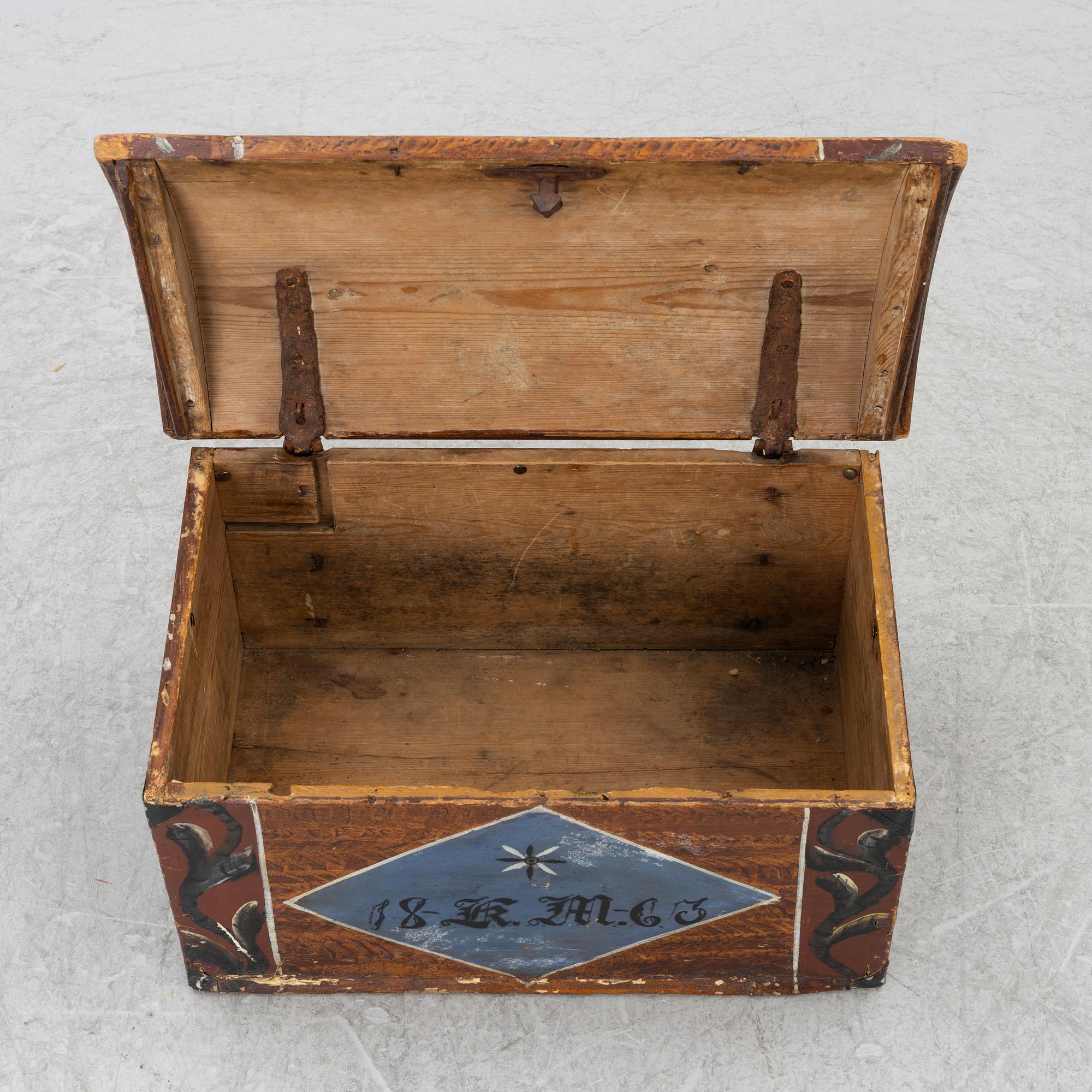 Box, folk art, dated 1863.