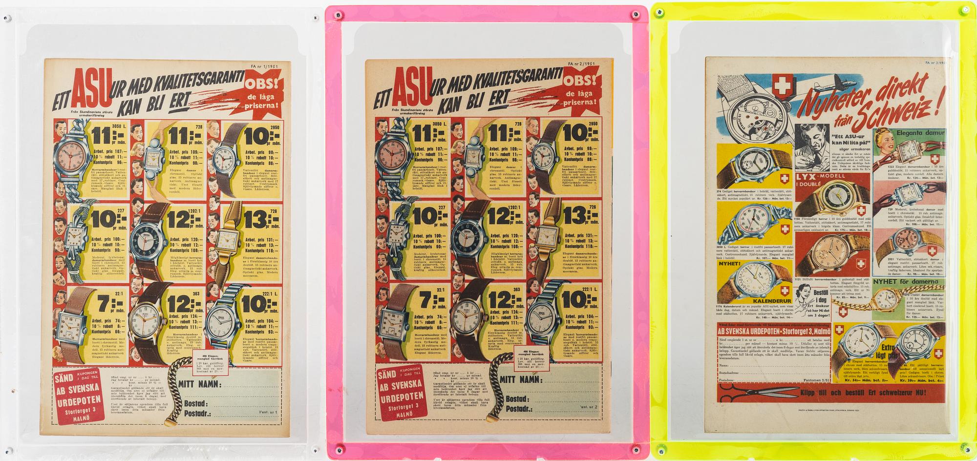 Comics, 3 pcs "Fantomen", No. 1, 2 & 3, 1951.