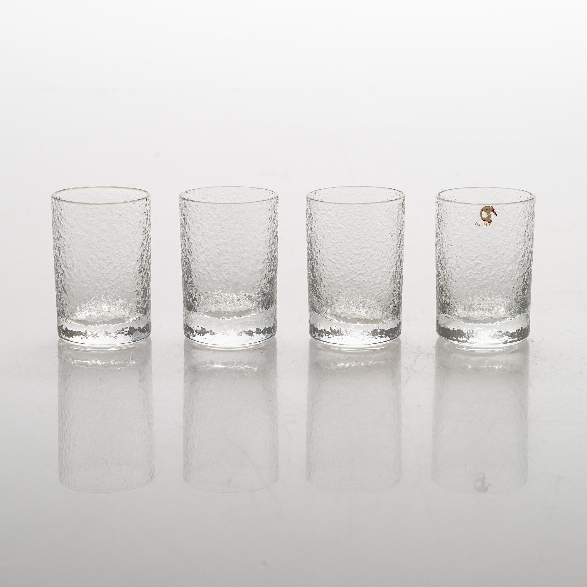Tapio Wirkkala, snapsglas, 4 st, "Mini", Iittala. I originallåda.