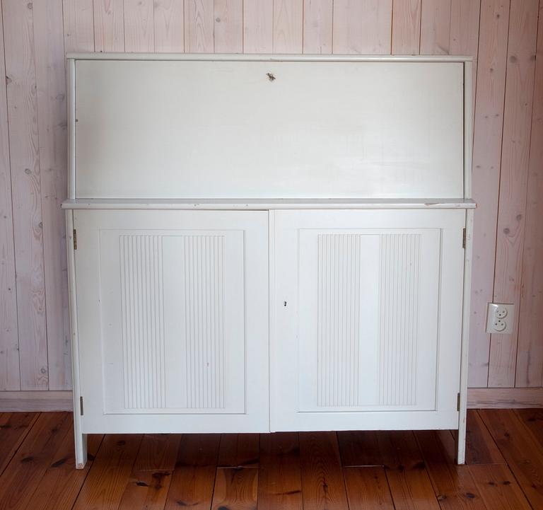 A WHITE LACQUERED SECRETAIRE,