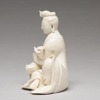 FIGURIN, blanc de chine. Qingdynastin, 1700-tal.