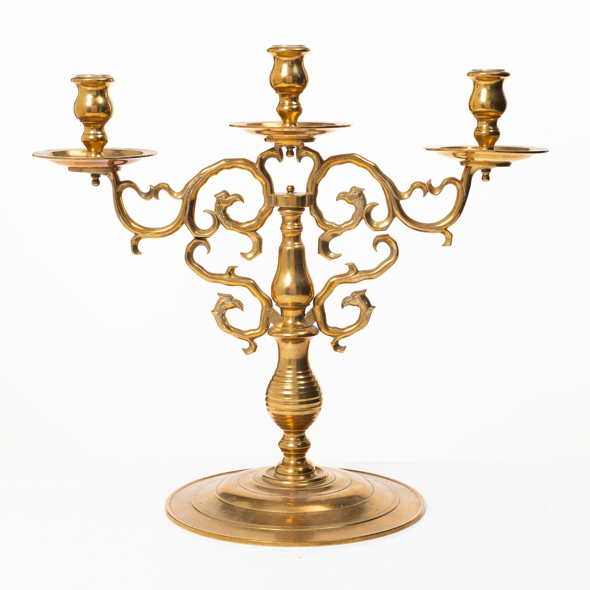 A brass candelabrum, Gusums Bruk.