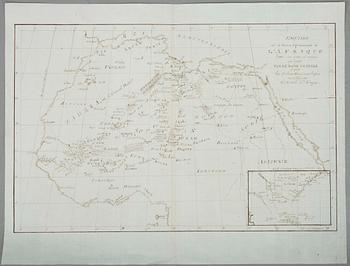 KARTOR, 3 st, handmålade, sign, 1700/1800-tal.