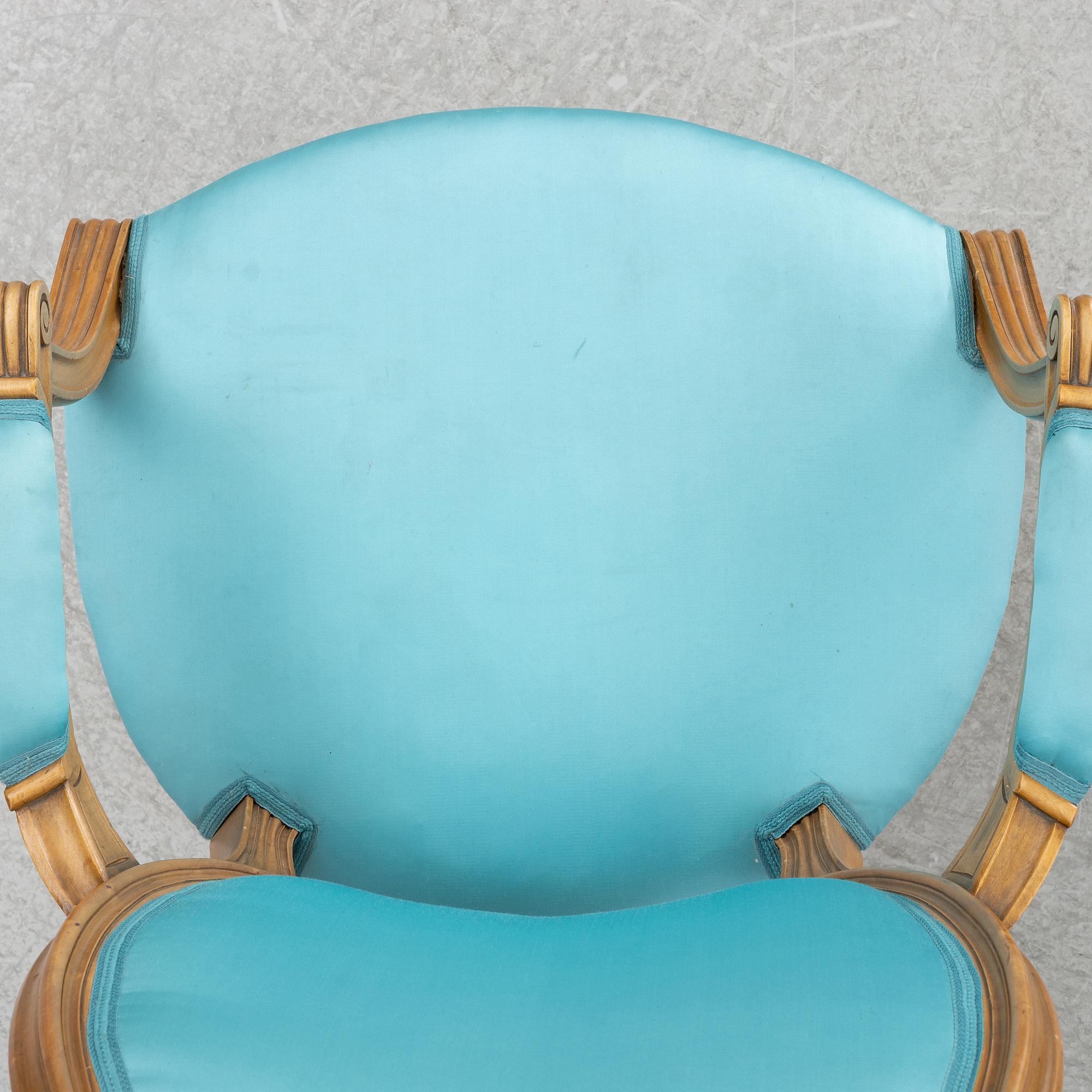 Armchairs, a pair in the Louis XVI style, first half of the 20th century.