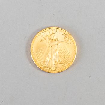 GULDMYNT, fine gold, 50 dollars, USA, Liberty, 2005. Vikt ca 34 gram.