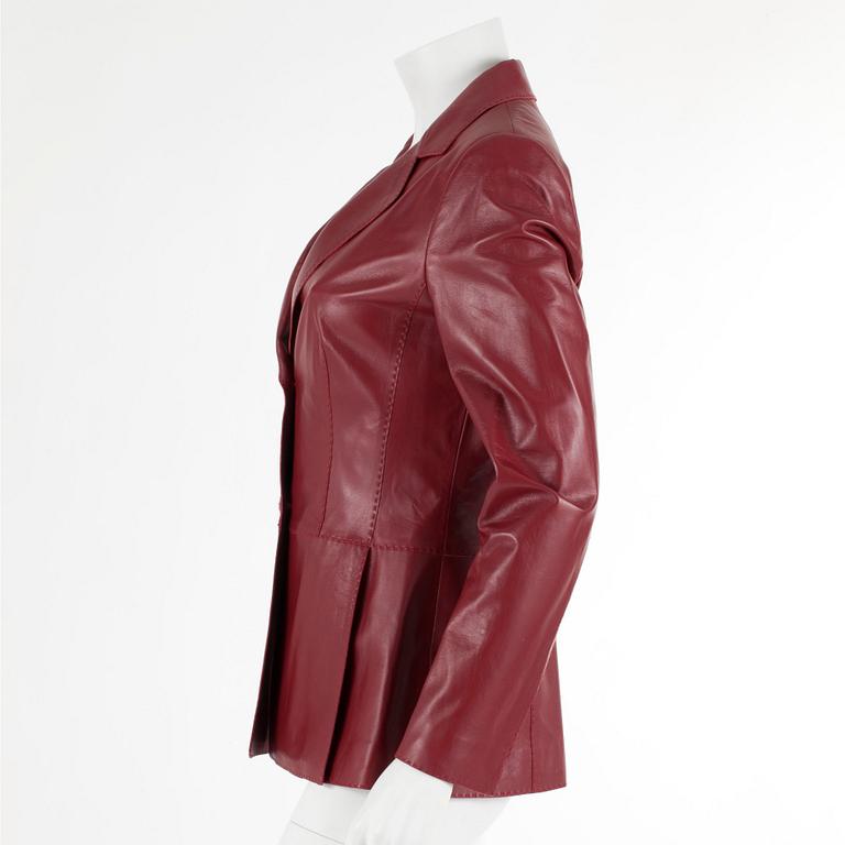 ESCADA, a red leather jacket, size 36.