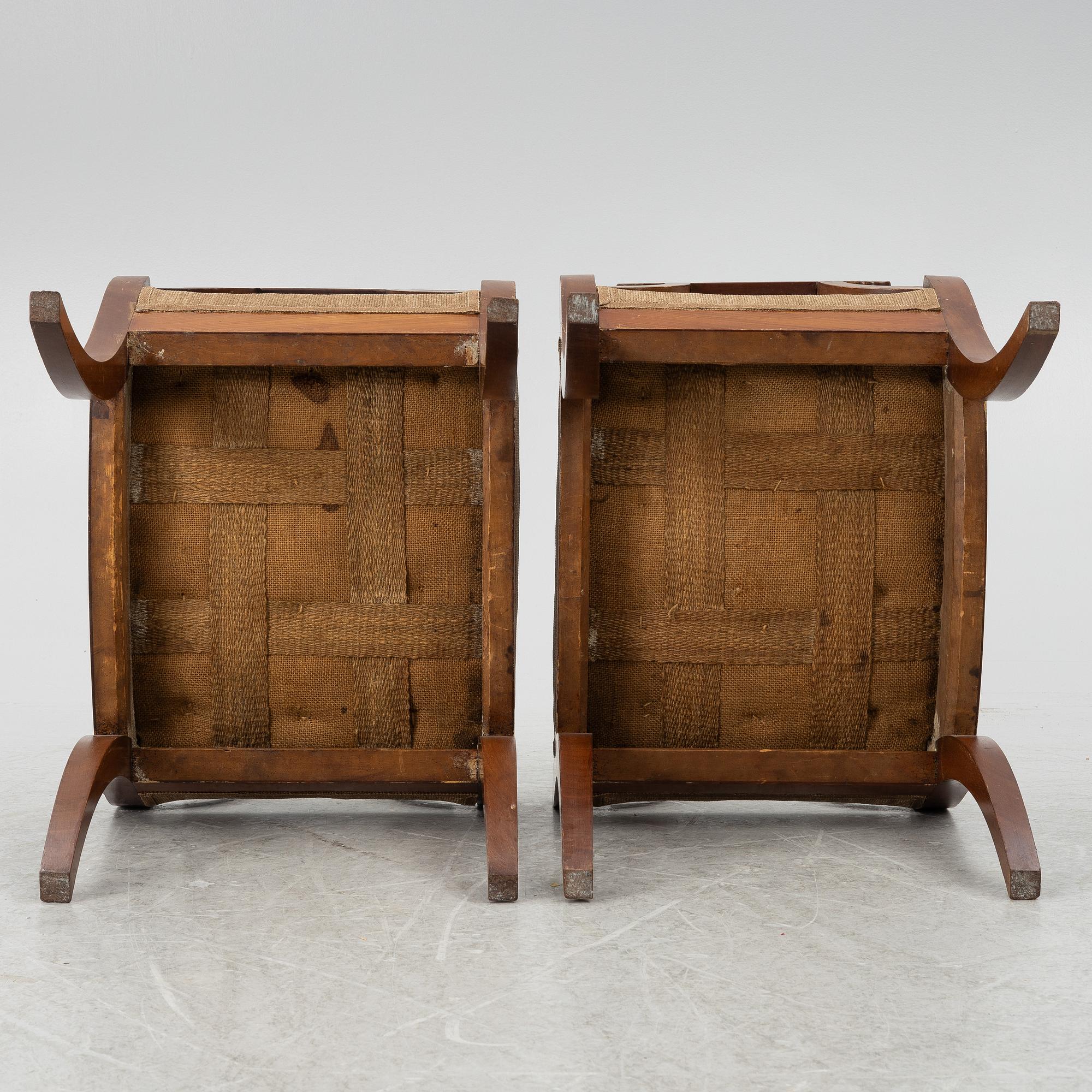 Taburetter, ett par, Karl Johan, 1800-tal.