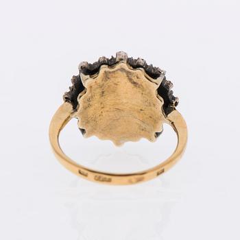 RING, guld (56) / silver, granater ca 3,5 ct. Ryska stämplar.