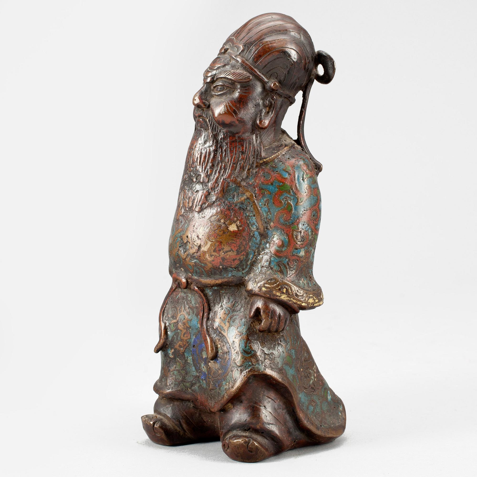 SKULPTUR, brons och cloisonne, Kina, troligen omkring 1900.