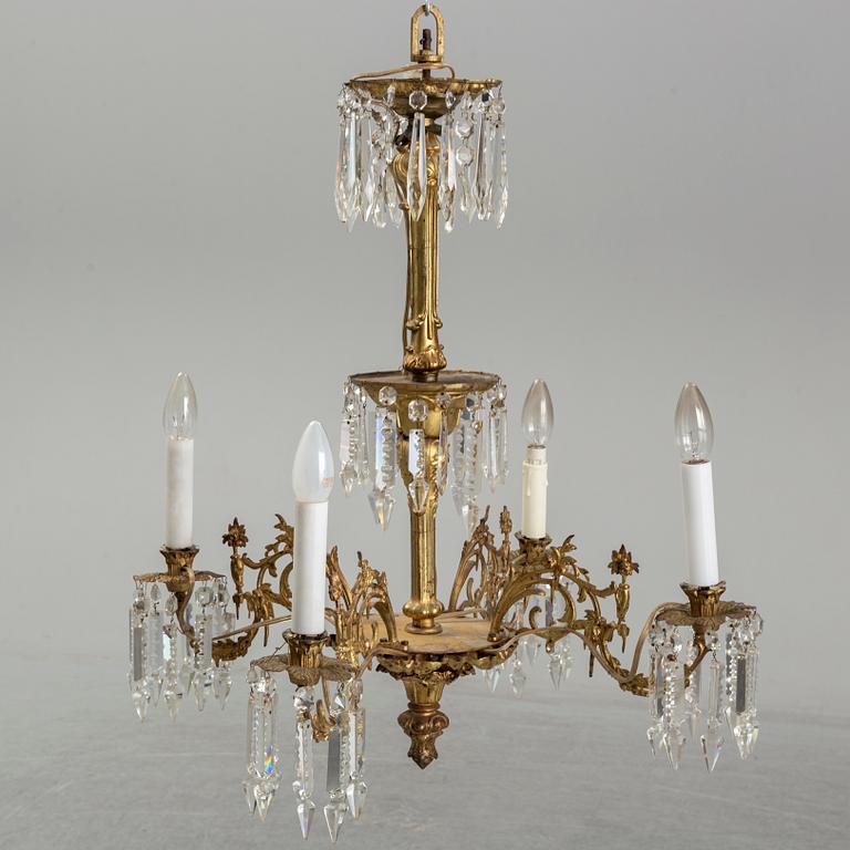 A late 19th century brass ceiling light.