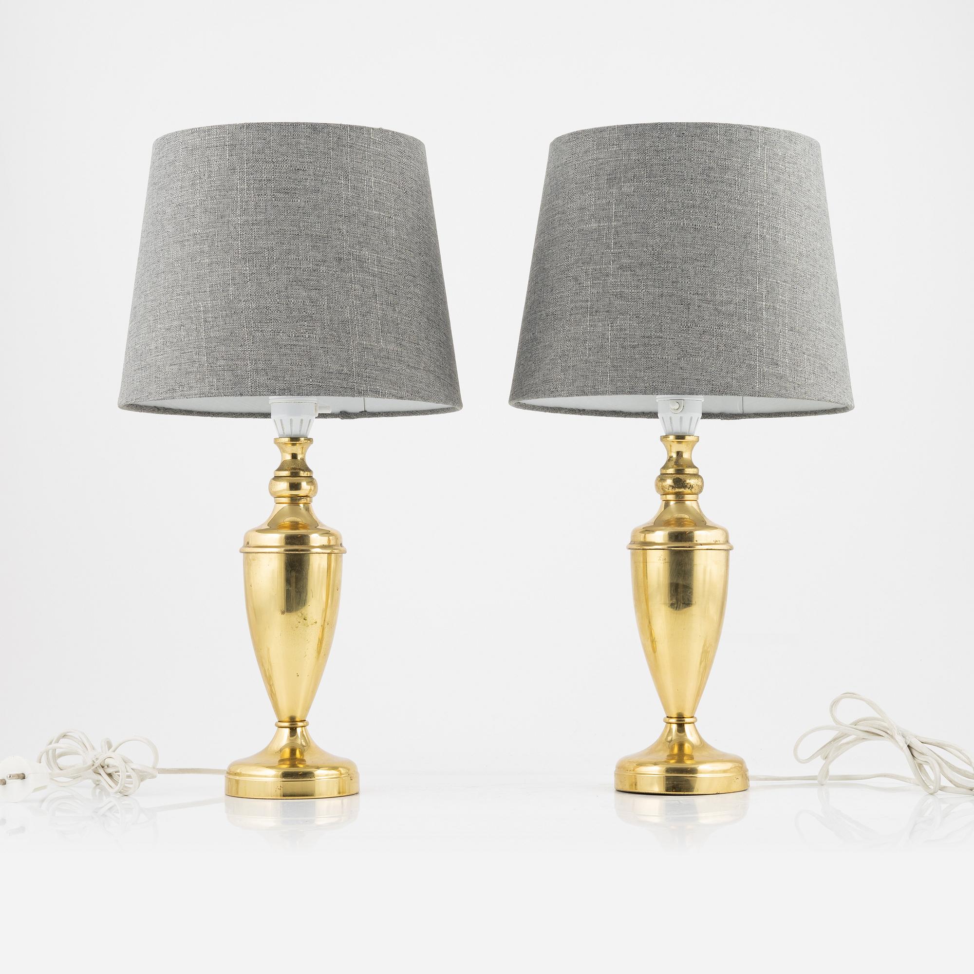 A pair of brass table lights, Nybro Armaturfabrik, 1970's.