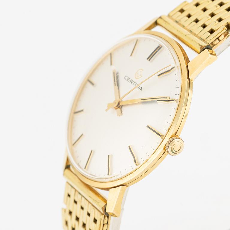 Certina, wristwatch, 18K gold, 34 mm.