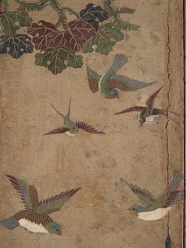 A four panel lacquer screen, Qing dynasty.