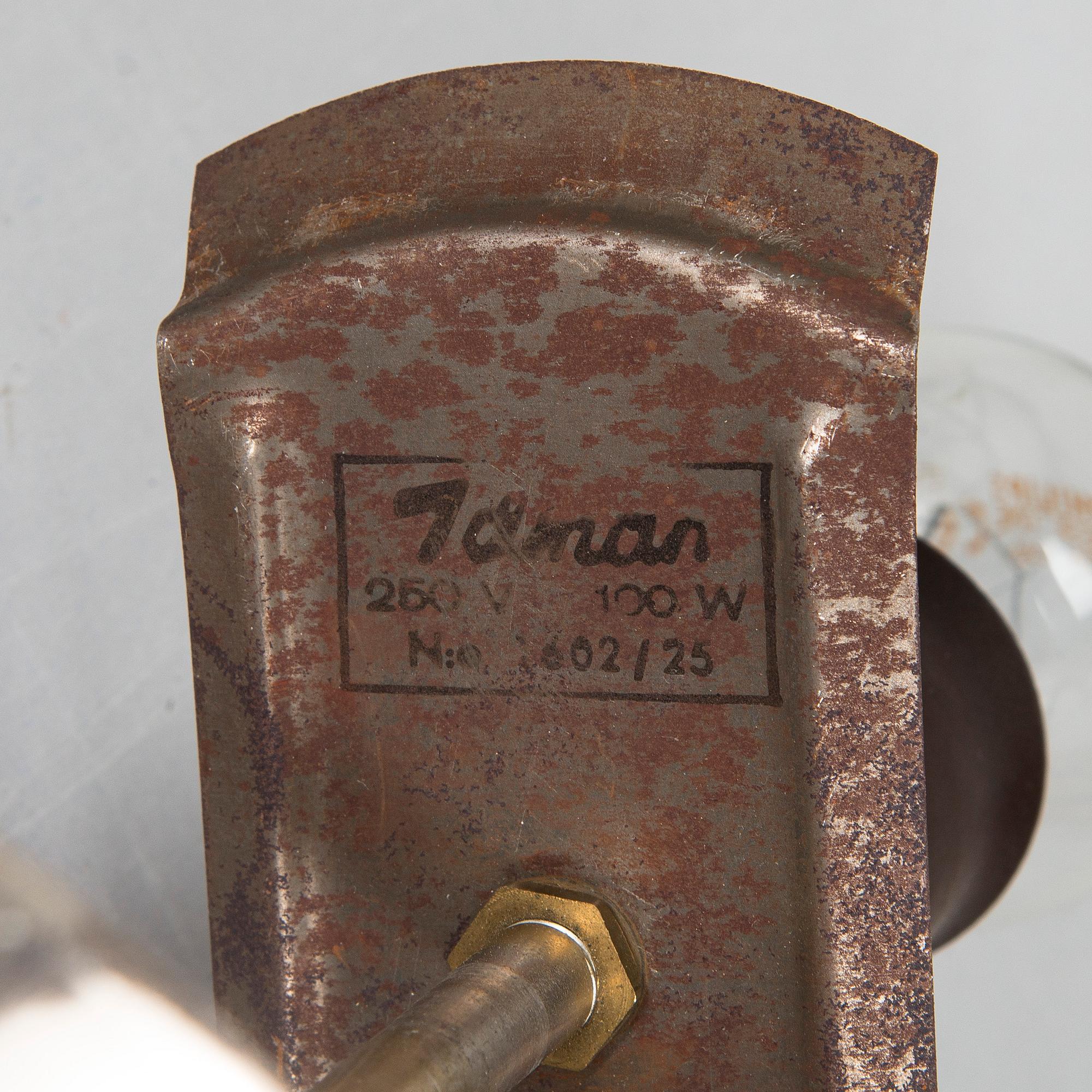 Gunnel Nyman, taklampa, modell 1602/81003, Idman 1940-luku.
