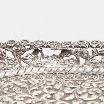 A Indian silver tray, late 19th Century.
