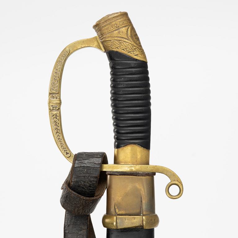 A Russian sabre, 1881 pattern, with scabbard.