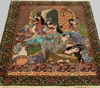 MATTO, an old Tabriz figural, ca 126,5-129,5 x 97,5-98,5 cm.