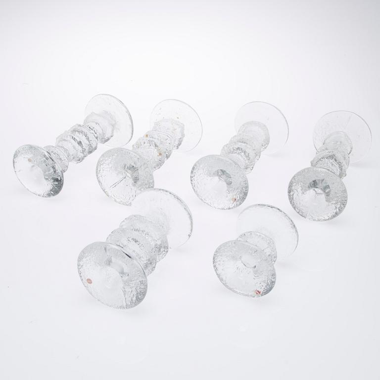 LJUSSTAKAR, 6 st, glas, "Festivo", Timo Sarpaneva, Iittala.