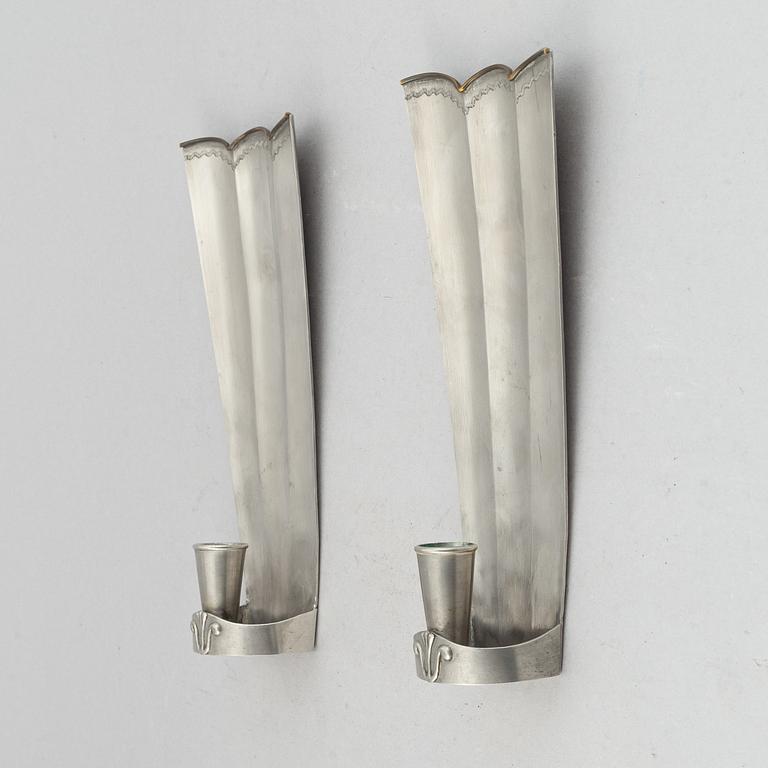 A pair of petwr wall sconces, Herman bergman AB, Stockholm, 1930.