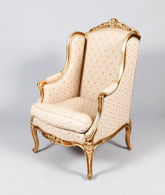 FÅTÖLJ, rokokostil, 1900-talets första hälft.