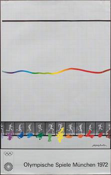AFFISCHER, 5 st, "Olympische Spiele München 1972", bl a Friedensreich Hundertwasser.