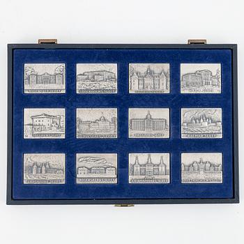 A group of twelve 'Svenska slott' silver plaques, Sporrong, Sweden, 1976.