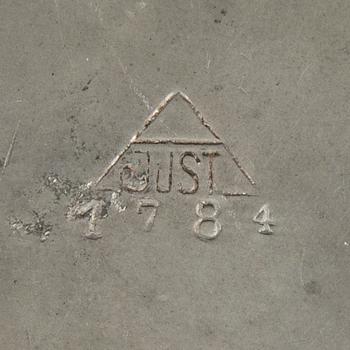 Just Andersen, ett part i tennföremål, 3 st, Danmark, 1900-talets första hälft.