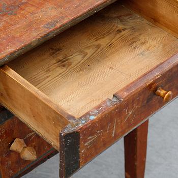 A swedish wooden table from Hälsingland, first half of the 19th century.