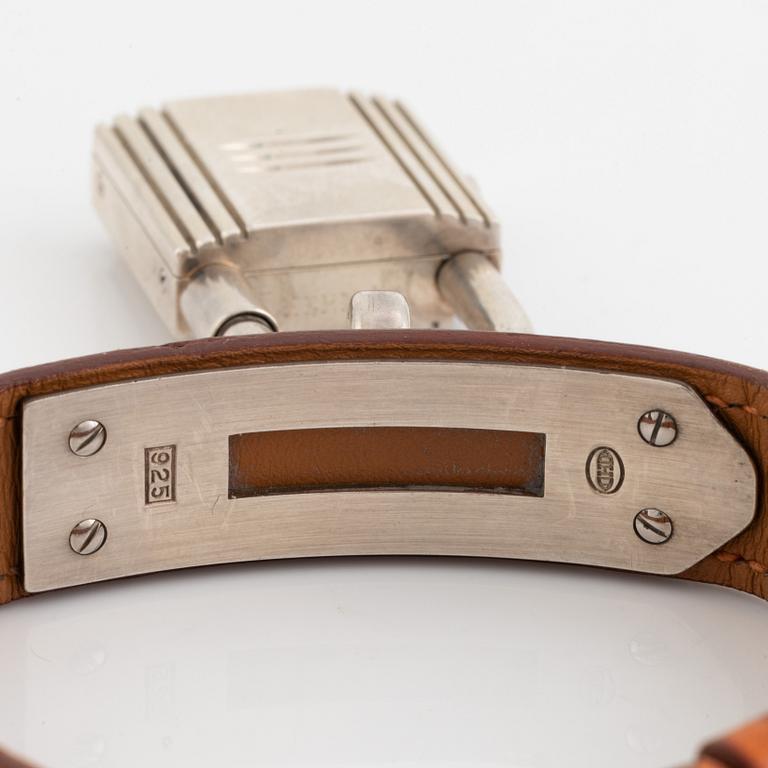 Hermès, Kelly Lock, "Silver Case", armbandsur, 20 x 20 (37,5) mm.