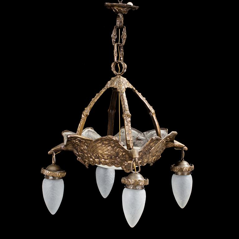 ALICE NORDIN, Attributed to, a Jugend ceiling light from Böhlmarks. Height ca 105 cm.