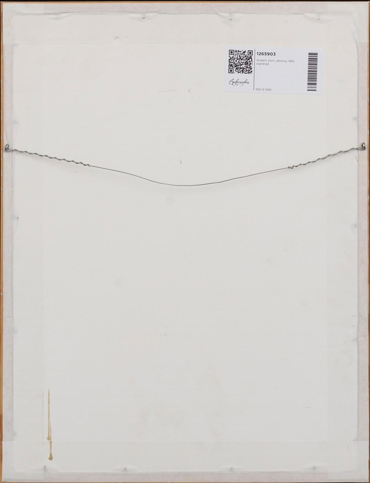 Anders Zorn, a signed etching form 1919.