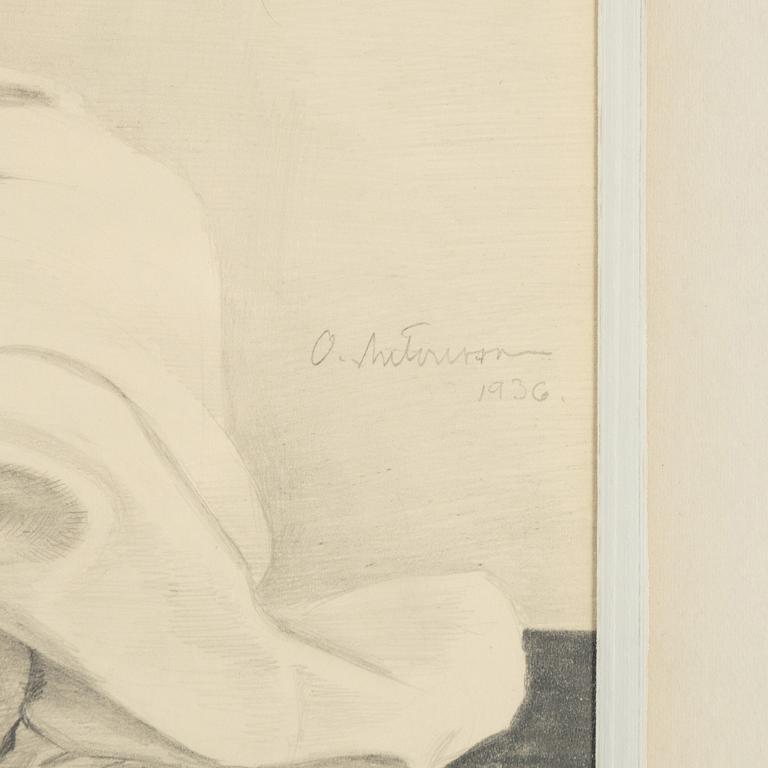 Oscar Antonsson, blyerts, signerad och daterad 1936.