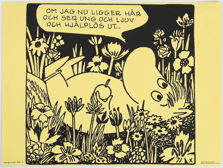 Tove Jansson, affischer, 6 st, Bull's Presstjänst, Art Work Shop.