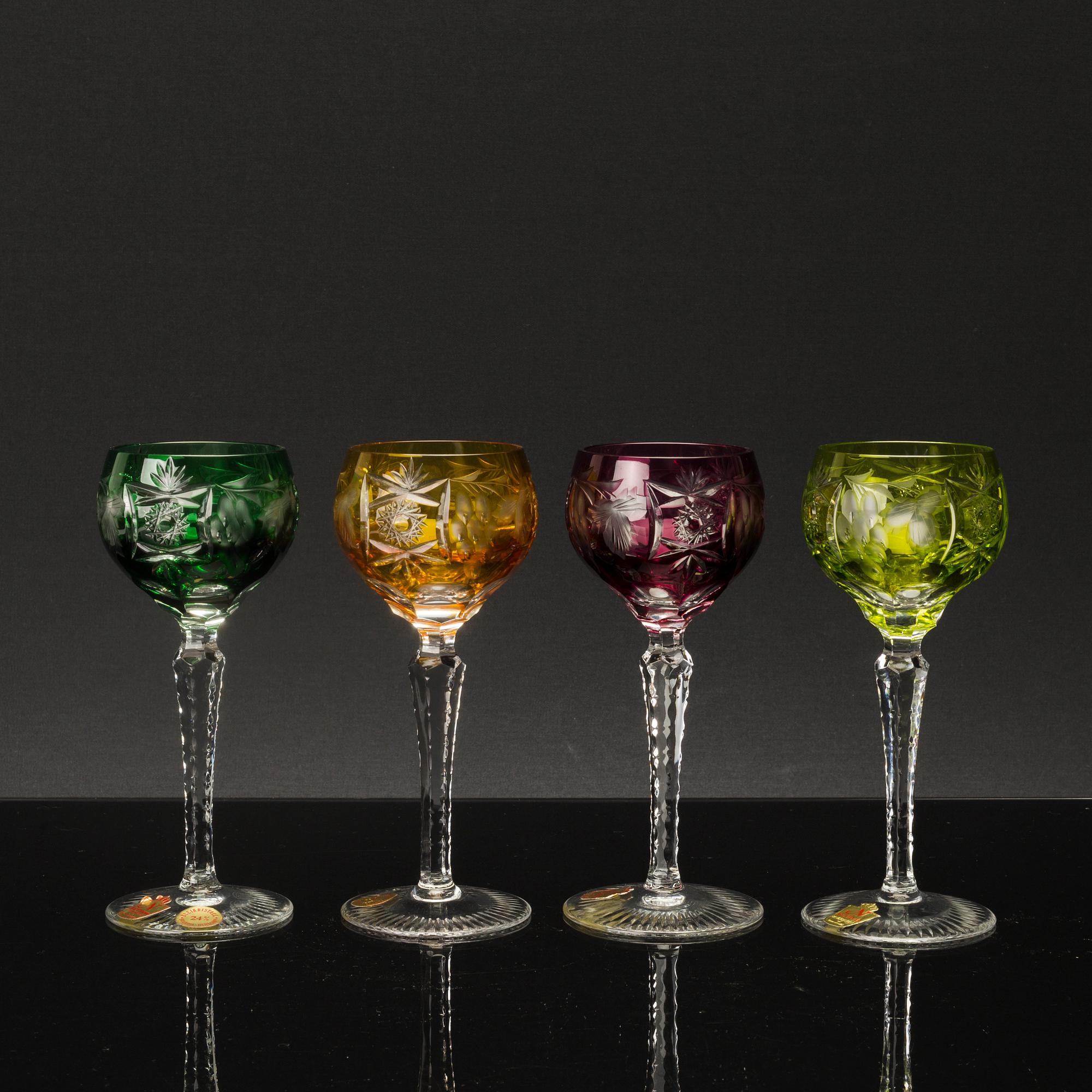 A set of nine glasses and a decanter, Germany later part of the 20th century.