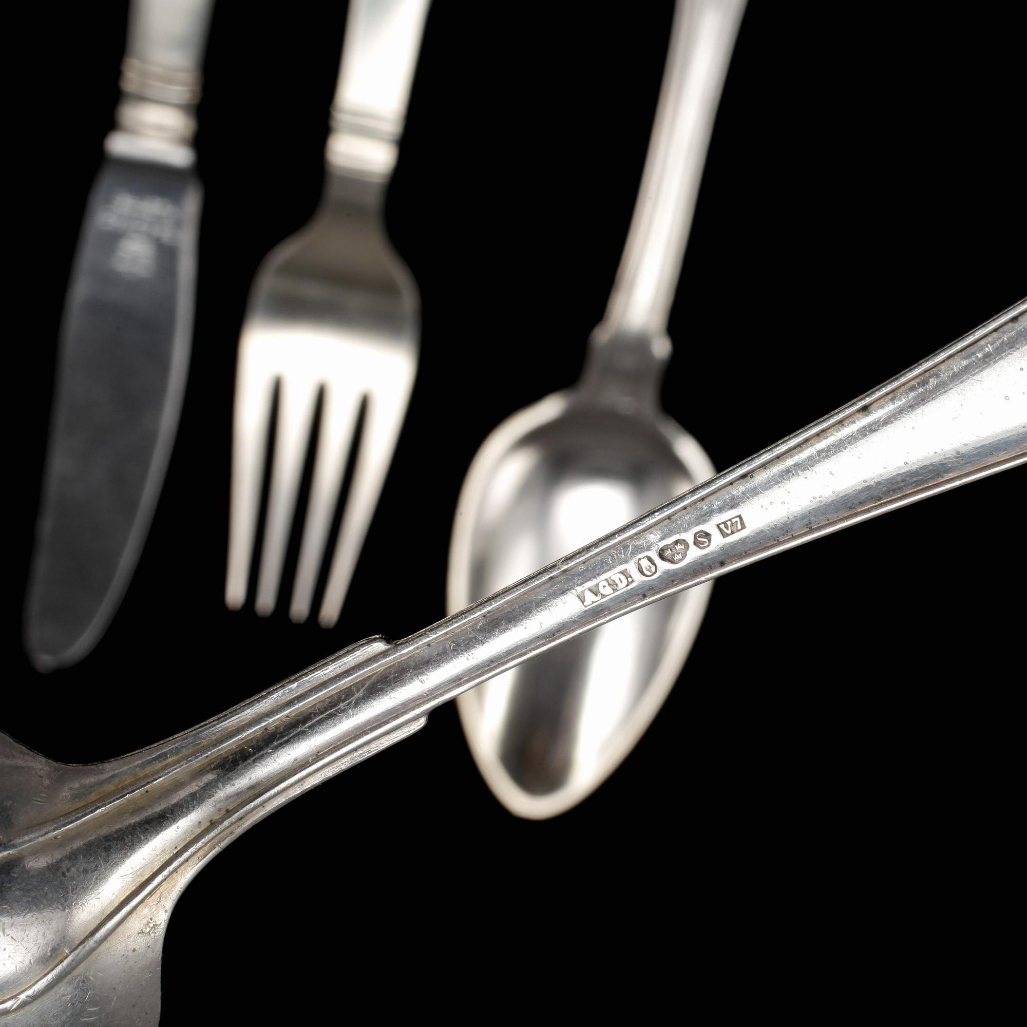 PARTI SILVERBESTICK, 55 st, bland annat GAB, Stockholm, 1970. total vikt ca 1526g.