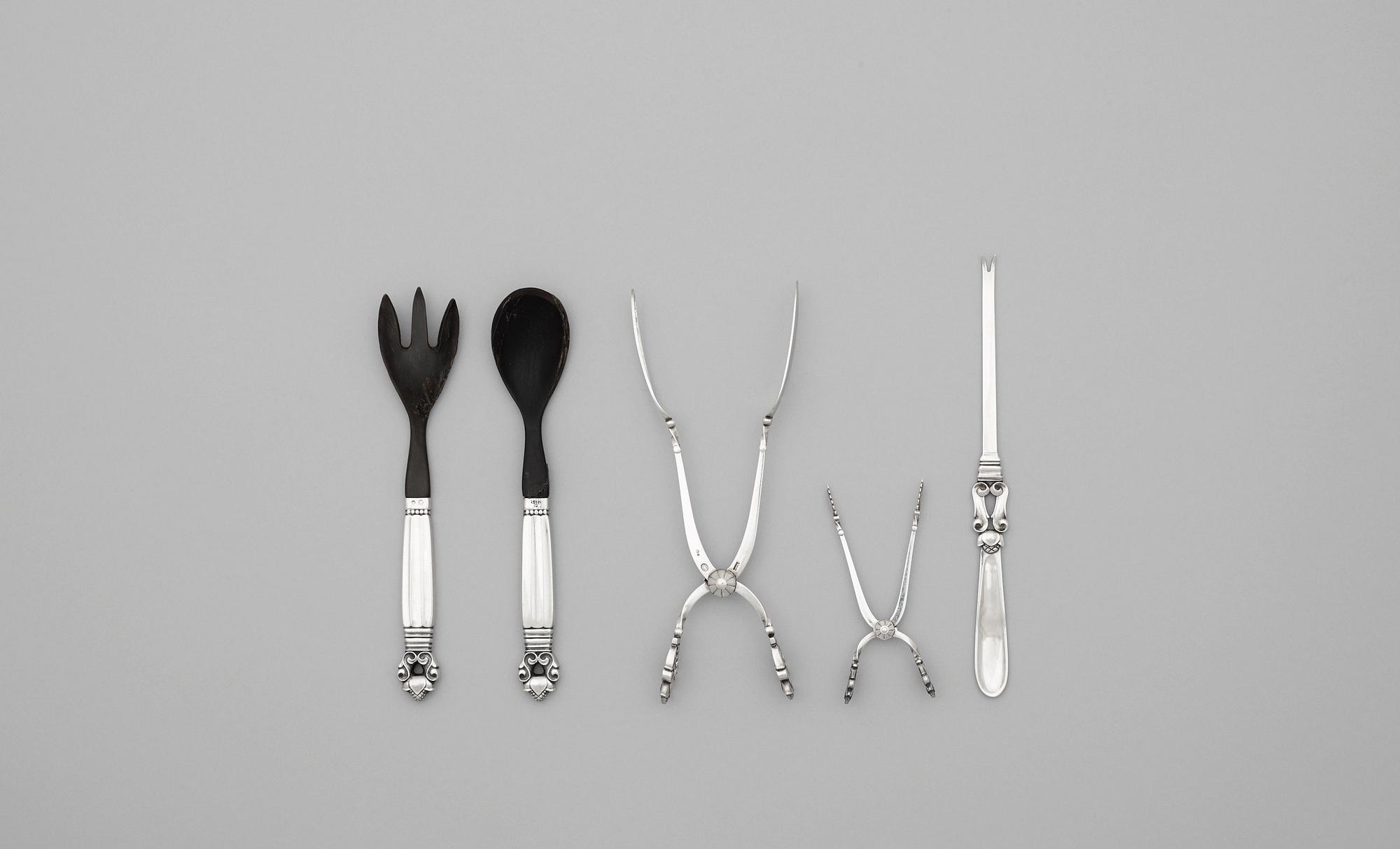 JOHAN ROHDE, bestickuppsättning, 112 delar, "Konge/Acorn", Georg Jensen, Köpenhamn, ca 1915-77.
