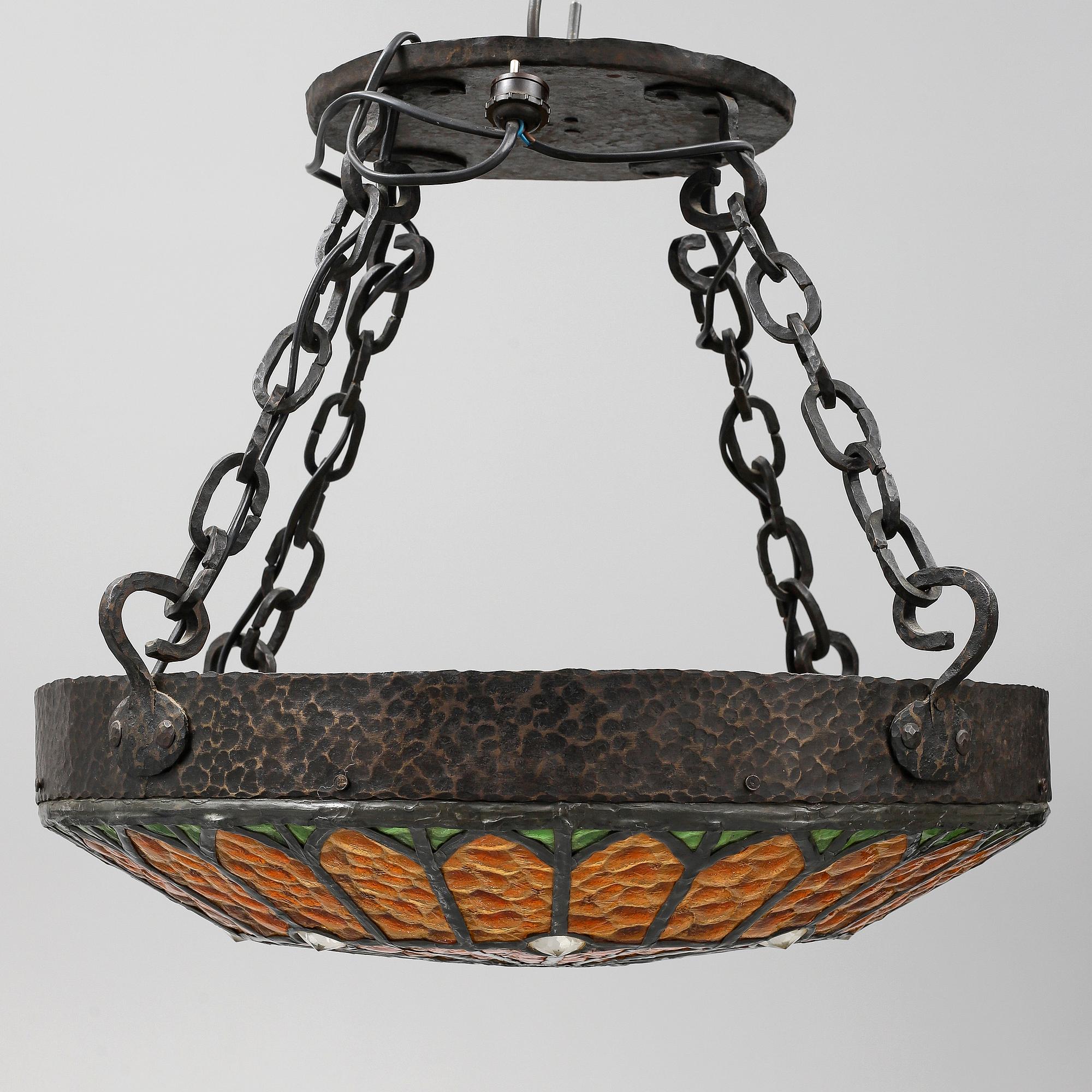 A stained glass ceiling light, first half of the 20th Century.