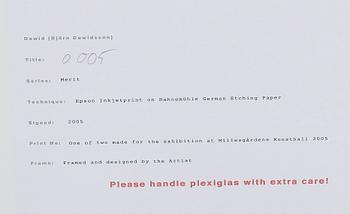 DAWID (BJÖRN DAWIDSSON), Inkjet print, sign o dat 2005, ett av två exemplar som skapats för utställningen "Merit".