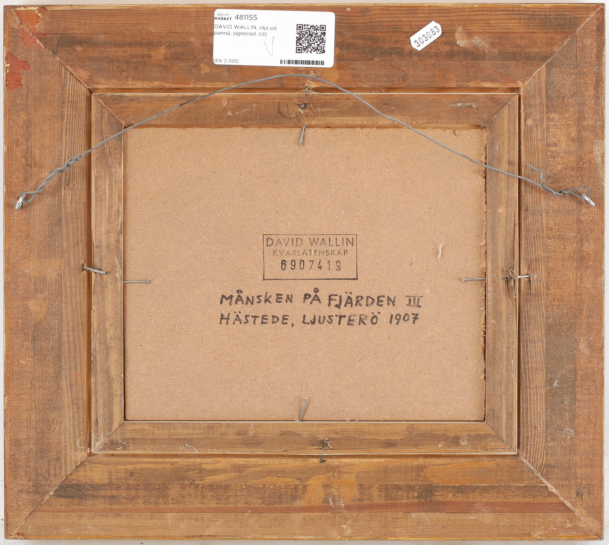 DAVID WALLIN, olja på pannå, signerad.