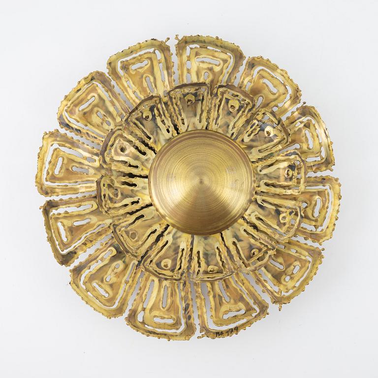 Svend Aage Holm-Sörensen & Pedersen Belysning ApS, a brass shade to a wall light / ceiling light, Denmark, 1970's.