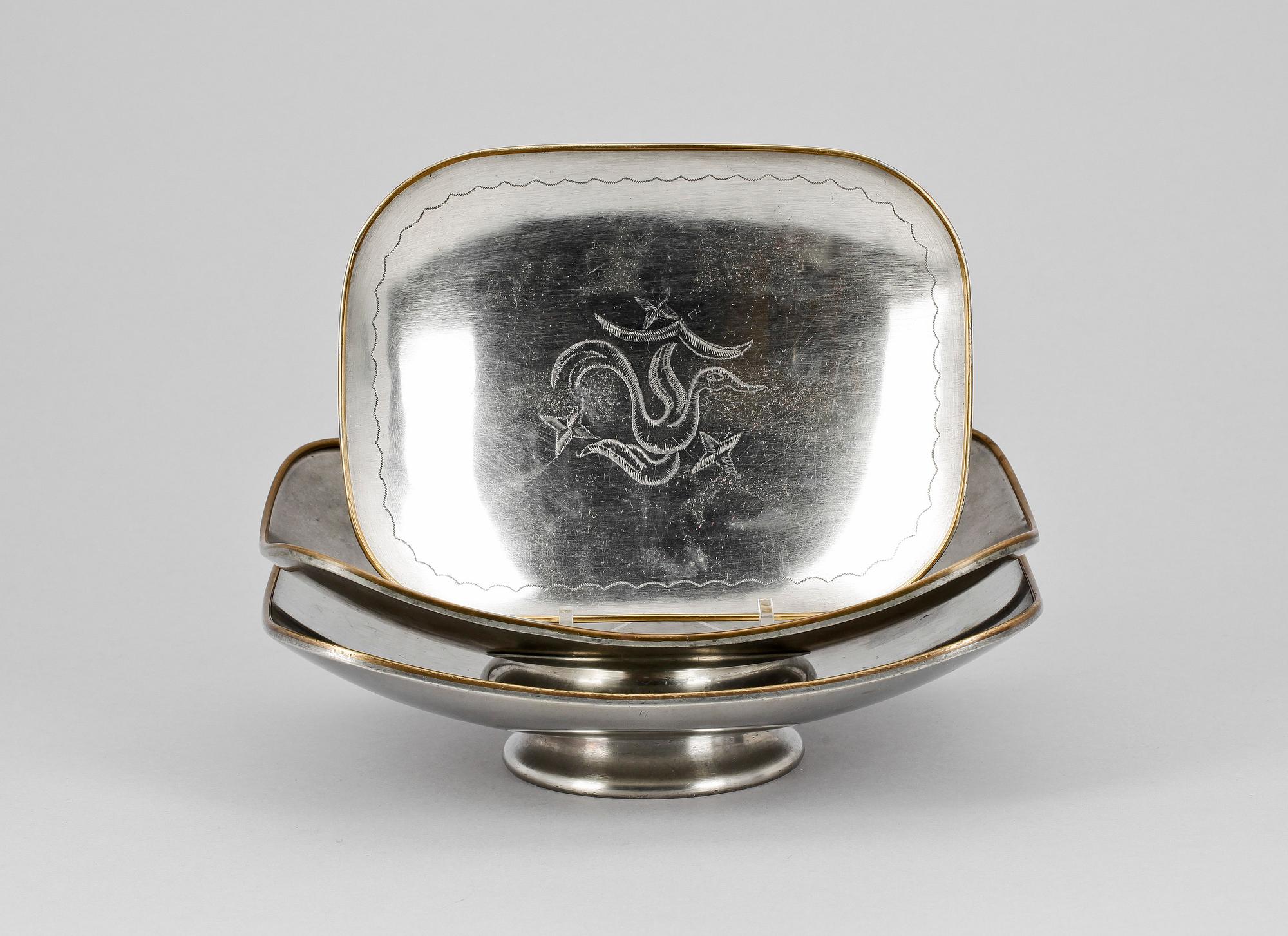 SKÅLFAT, 3 st, tenn, Firma Svenskt Tenn, 1927, 1936 samt 1946.