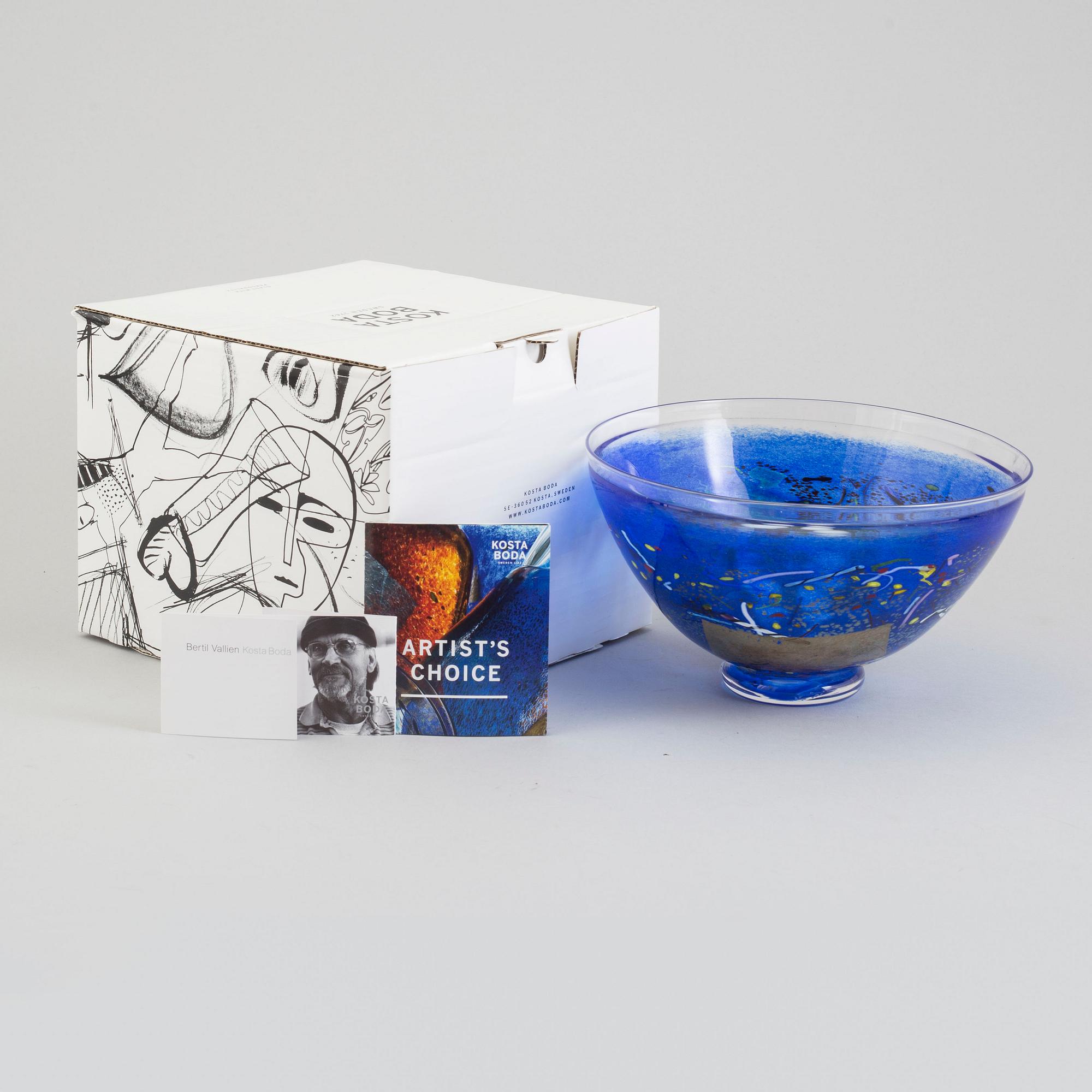 BERTIL VALLIEN, skål, "Satellite", glas, signerad, Kosta Boda.