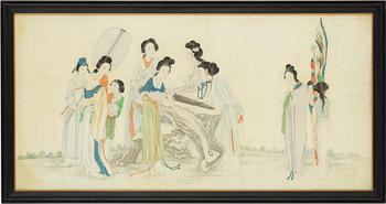 Unidentified artist, Elegant ladies in garden, China, early 20th century.