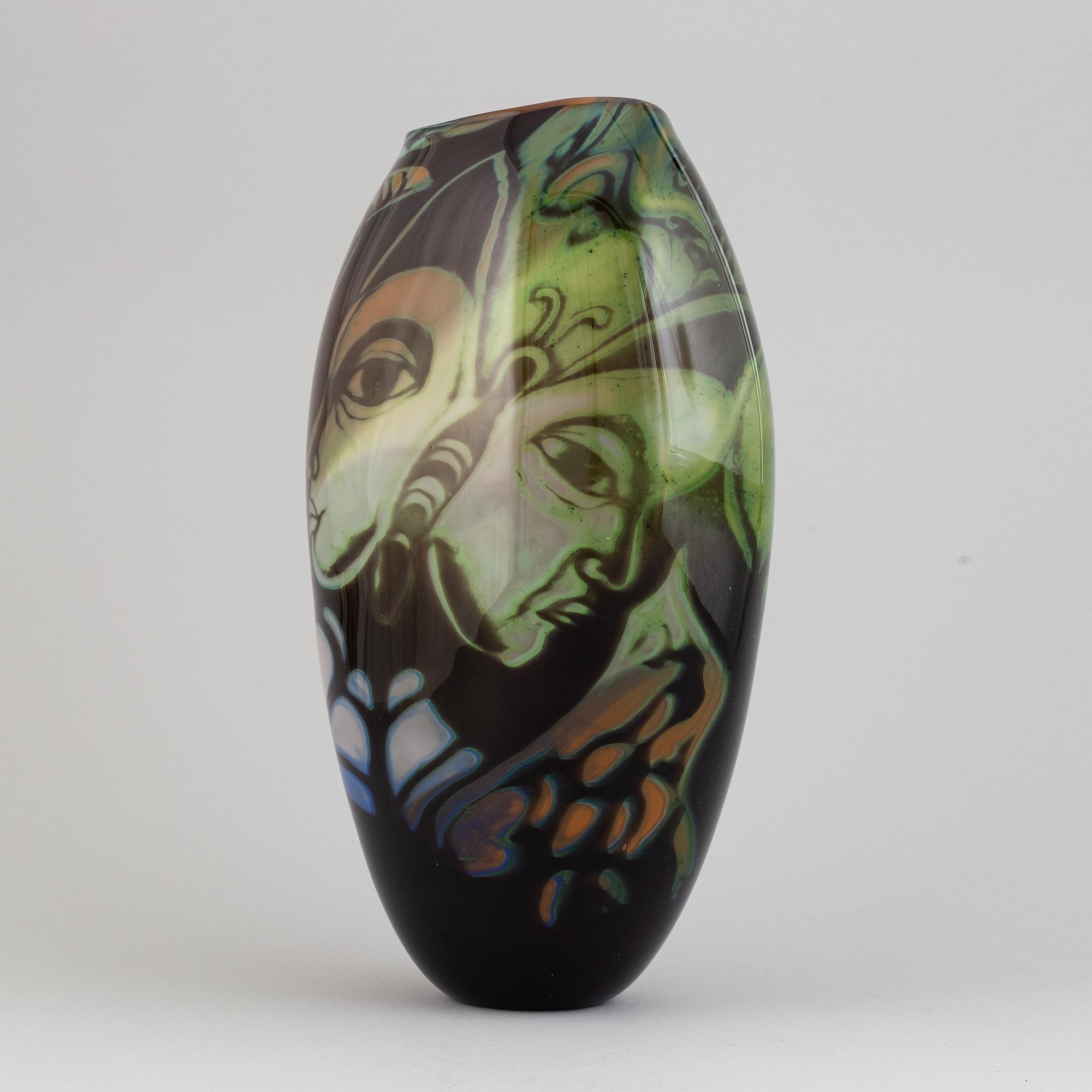 Eva Englund, a unique 'graal' glass vase, Muraya, Sweden 1990.