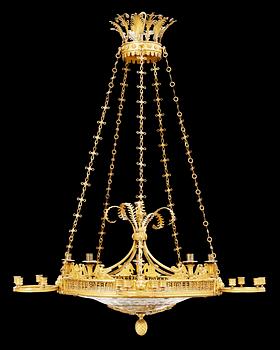 1267. A gilt bronze and glass 25-light hanging lamp, attributed to C. Rossi and A. Schreiber, St Petersburg circa 1815.