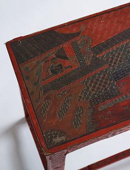 A red lacquer table, around 1900.