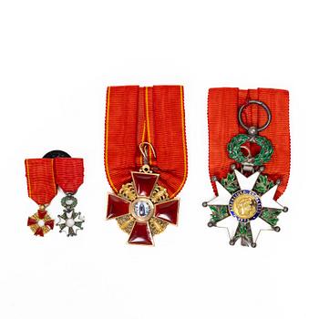 Order of St. Anna, Russia, 3rd class, Legion of Honour, France, Knight's cross.