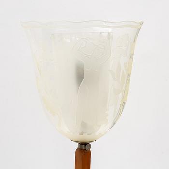 Birger Ekman, An elm and glass floor light, Glössner, first half of the 20th century.