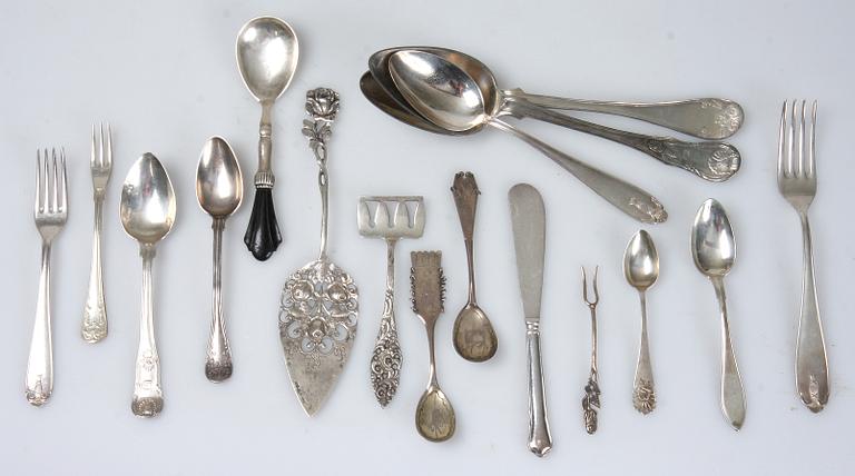 PARTI SILVERBESTICK, 71 delar, 1800/1900-TAL.